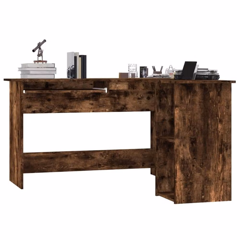 Berkfield Home Modern Corner Desk in Smoked Oak Brown, W/D/H: 120 x 140 x 75 cm – 3