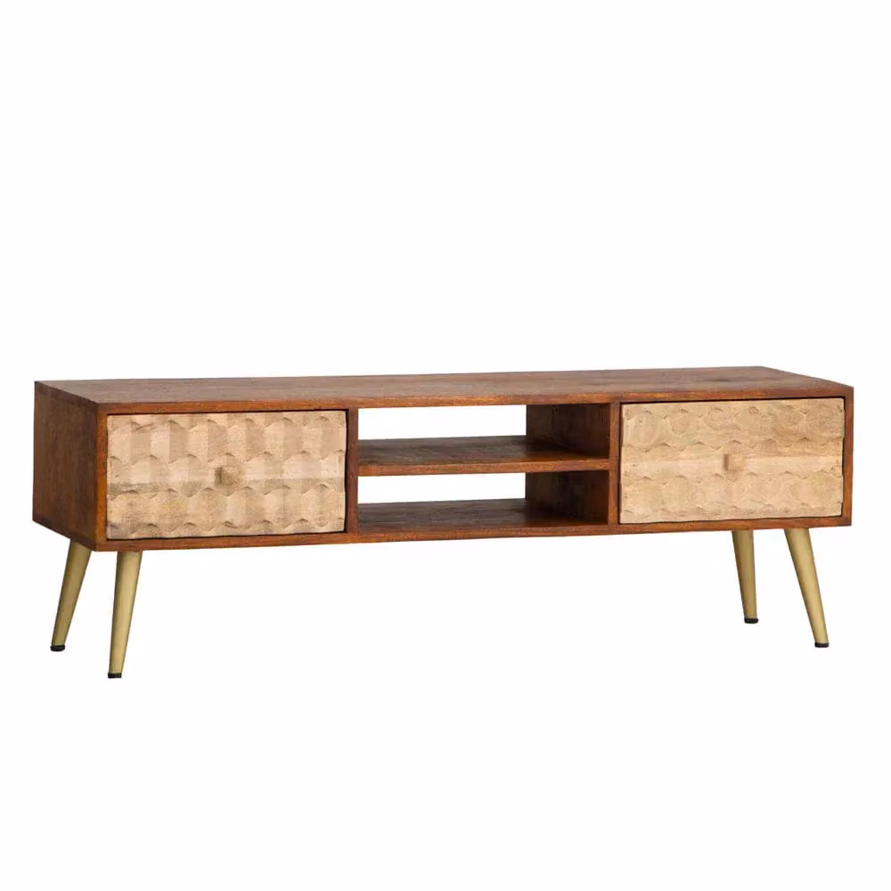 IH Design Perdue Large TV Unit in Grey Solid Mango Wood – 2