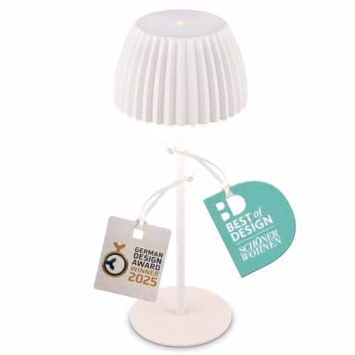 Briloner Riffle Rechargeable LED Table Lamp, White, IP44, Dimmable, H 36.5 x W 14.5 cm – 1