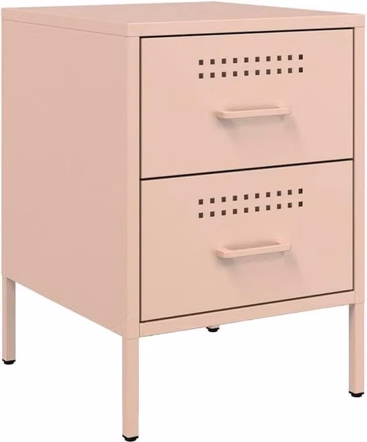 Berkfield Home Pink Metal Bedside Cabinet W/D/H: 36 x 39 x 50.5 cm