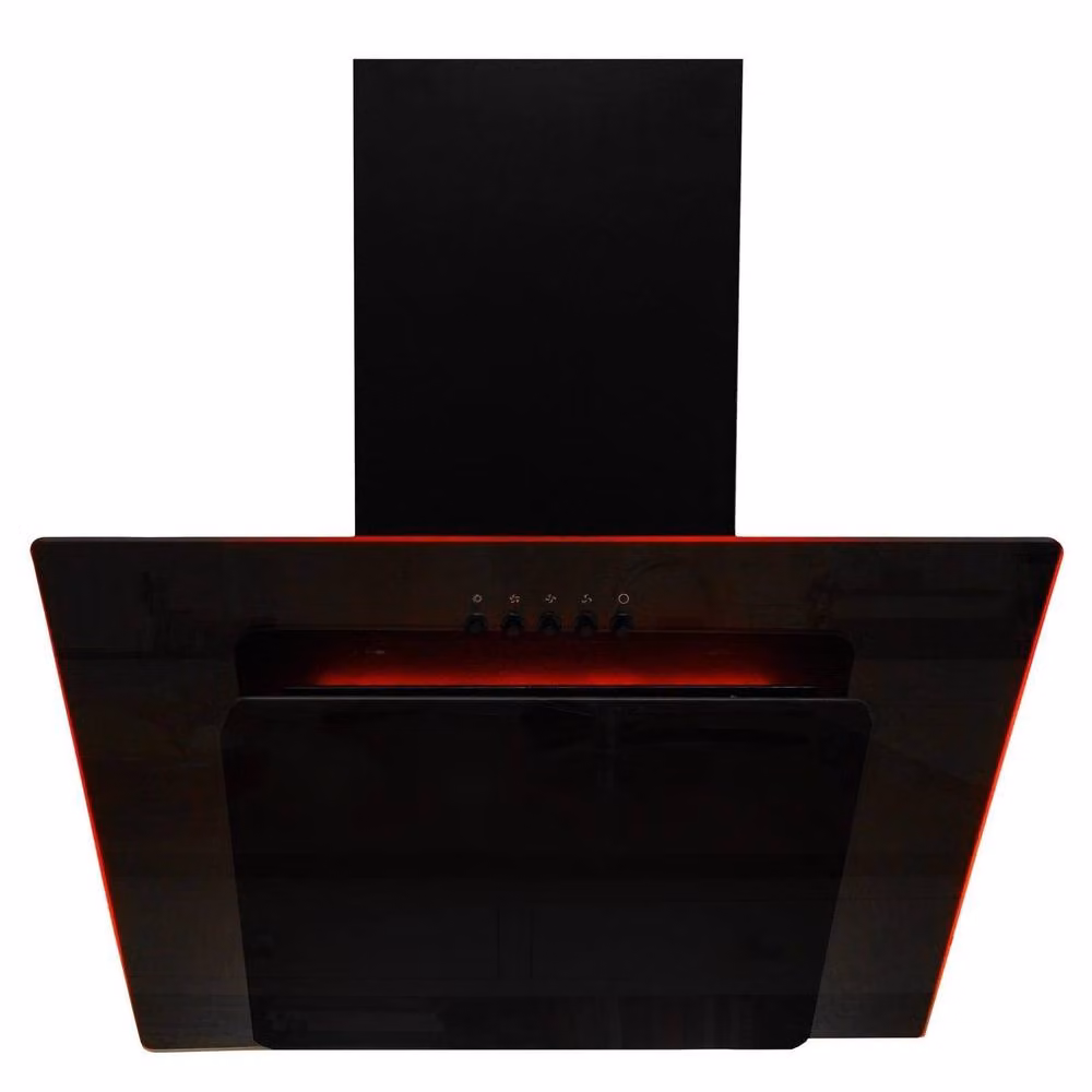 SIA Black Angled LED Lit Cooker Hood Extractor Fan with Activated Carbon Filter, 60 cm – 2