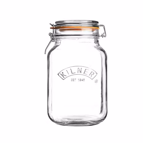 Kilner Square Clip Top Glass Jar, 1.5 l, Transparent
