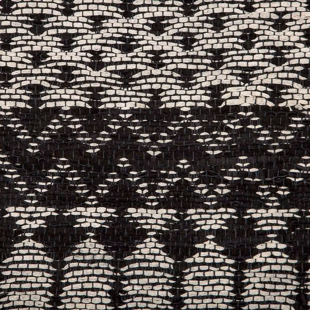 Wyld and Coco Black and White Patchwork Leather and Cotton Woven Rectangular Area Rug W: 140 cm, L: 200 cm – 3