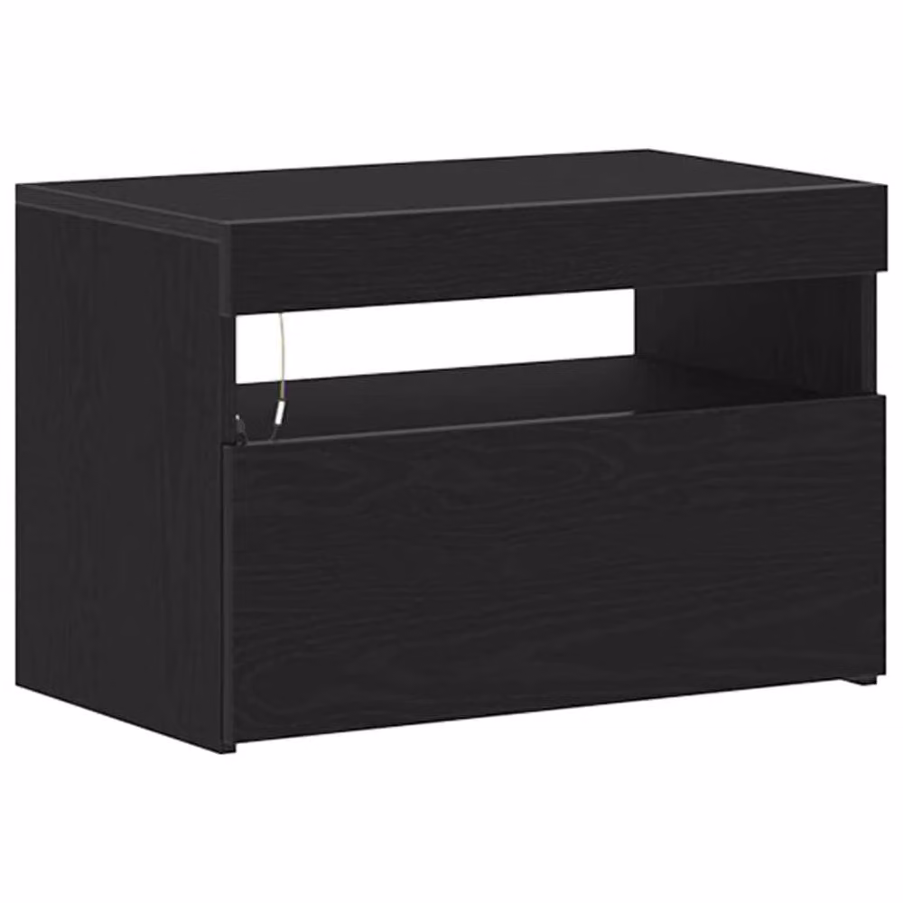Berkfield Home Modern Bedside Cabinet with Integrated LED Lights in Black Oak, W: 60 cm, D: 35 cm, H: 40 cm – 4