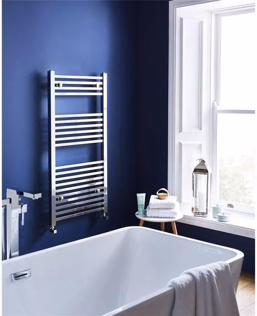 Clifton Chrome Vertical Bathroom Towel Rail, Silver, H x W: 120 x 60 cm
