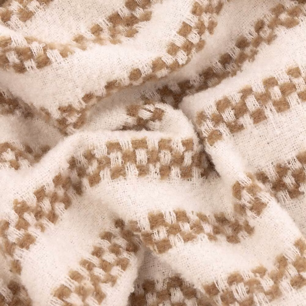 HOEM Clyne Striped Tasselled Throw in Brown, W: 130 cm, L: 180 cm – 3