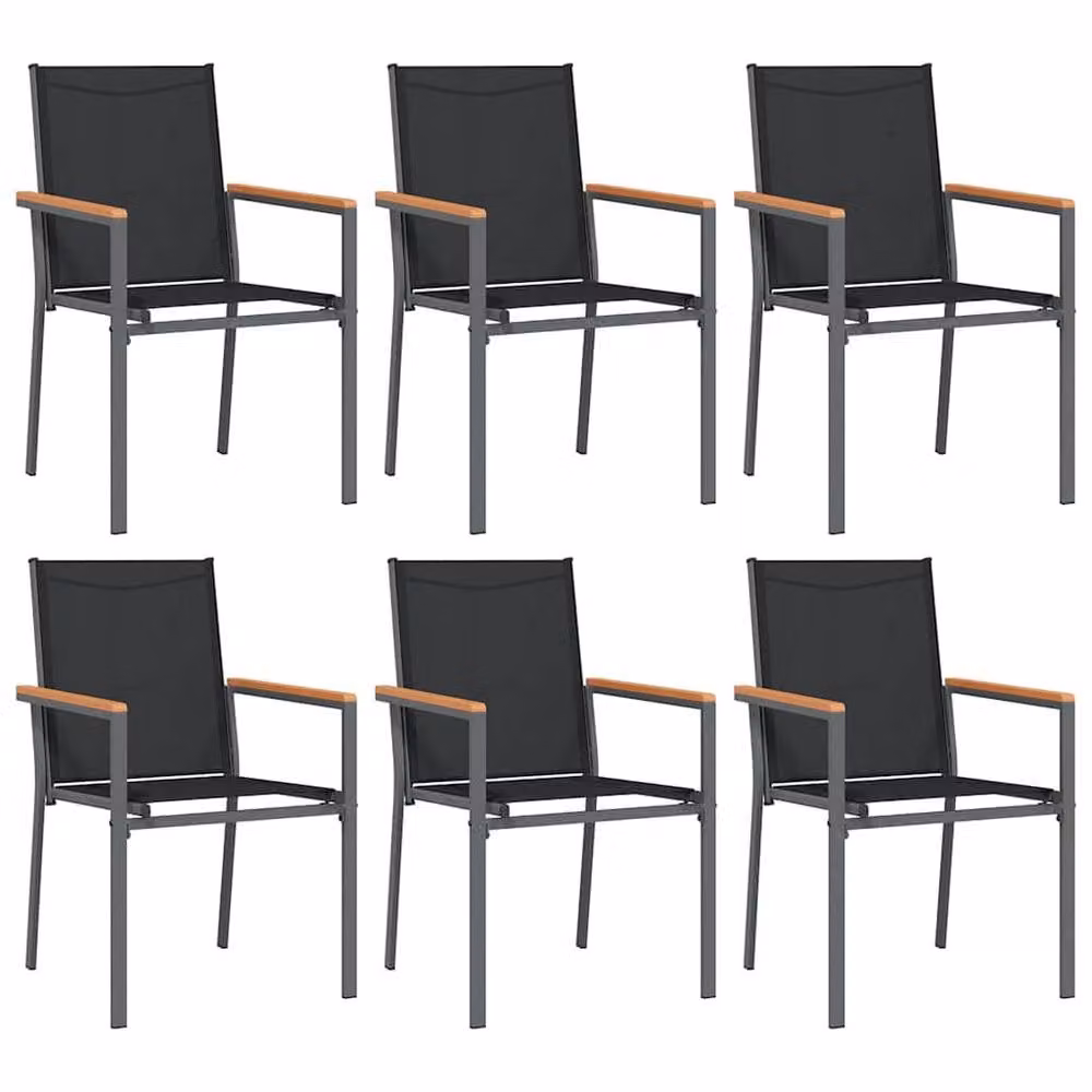 Berkfield Home 7 Piece Black Garden Dining Set with Steel and Glass Elements – 3