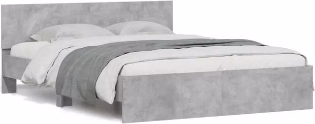 Berkfield Home Bed Frame with Headboard in Grey, W: 140 cm, D: 190 cm