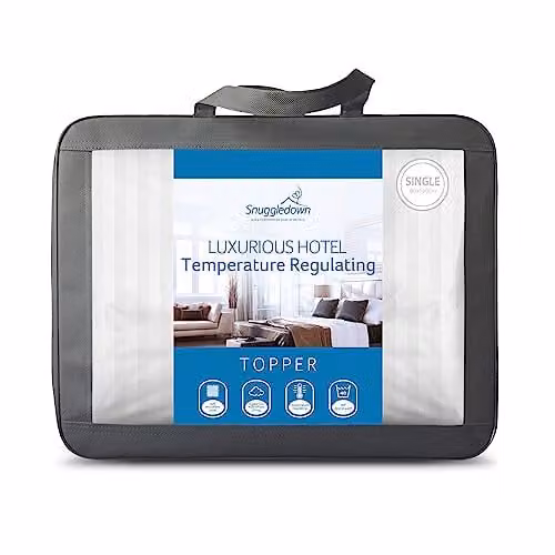 Snuggledown White Temperature Regulating and Breathable Hollow Fibre Mattress Topper, W/D/H: 90 x 190 cm – 1