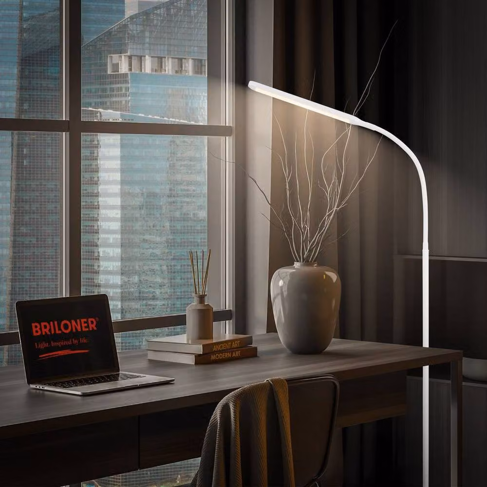 Briloner LED Floor Lamp in White, Dimmable and Adjustable with Touch Control and USB, W/D/H: 21 x 21 x 170 cm – 6