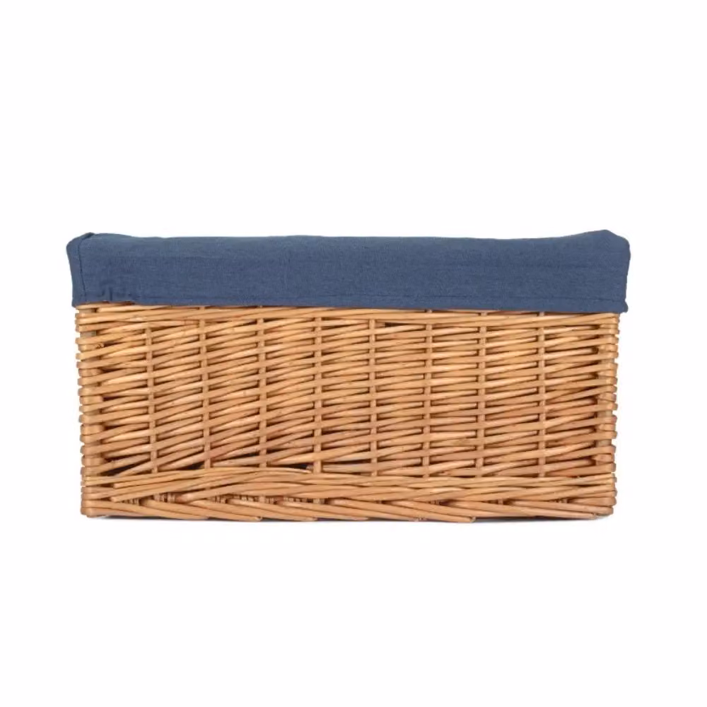 Red Hamper Double Steamed Willow Storage Basket with Navy Cotton Lining in Blue, Size XL – 2