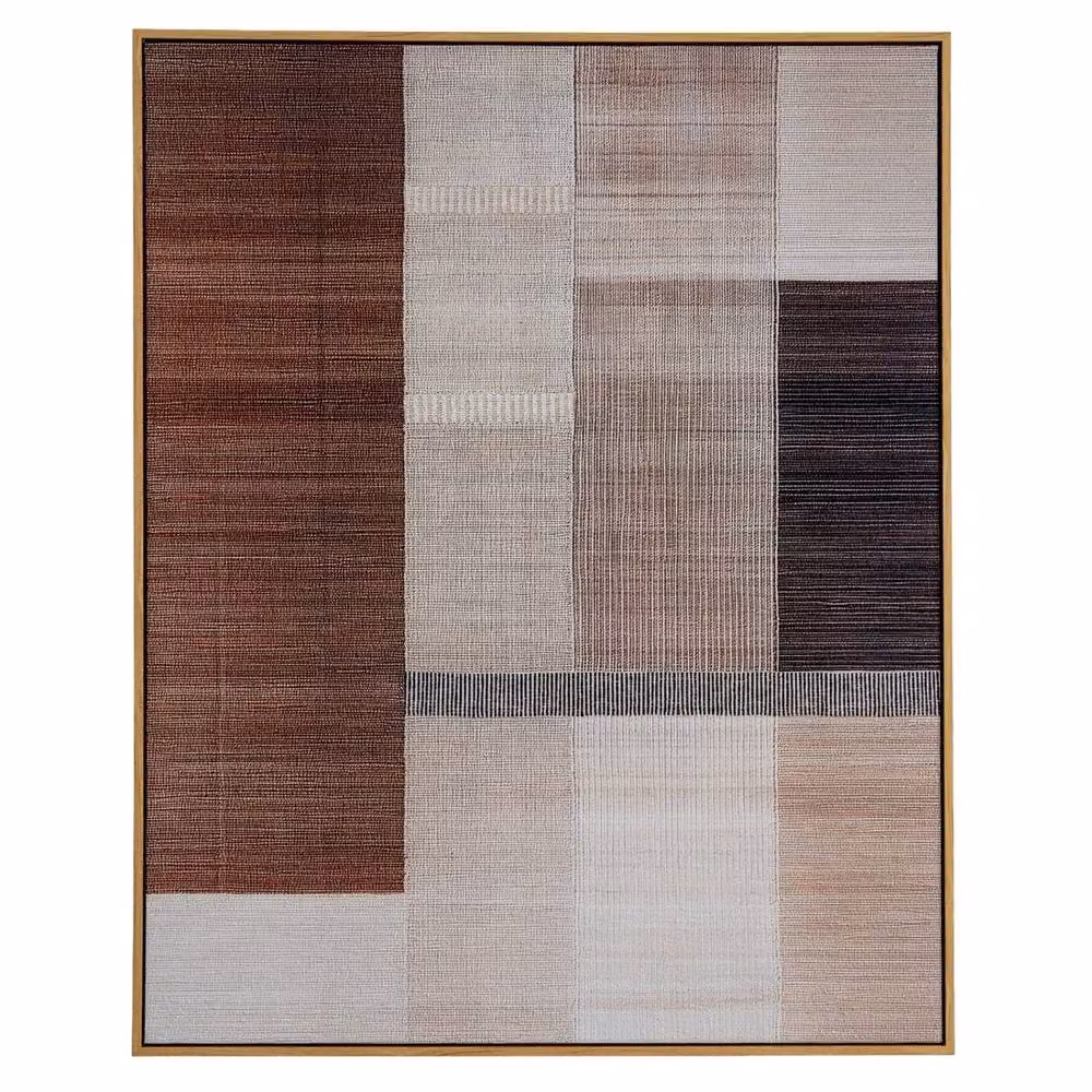 Wyld Haus Pyrgos Woven Geometric Wall Art in a Slim Wood Frame, Multicolour Terracotta and Brown – 2