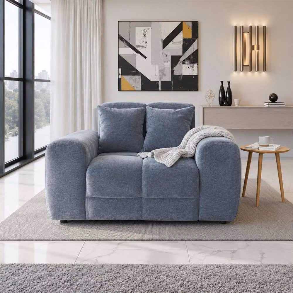Furnishings For Less UK Jenson Grey Plush Velvet Armchair with Deep Seat and Thick Boxed Arms W/D/H: 140 x 90 x 105 cm – 2