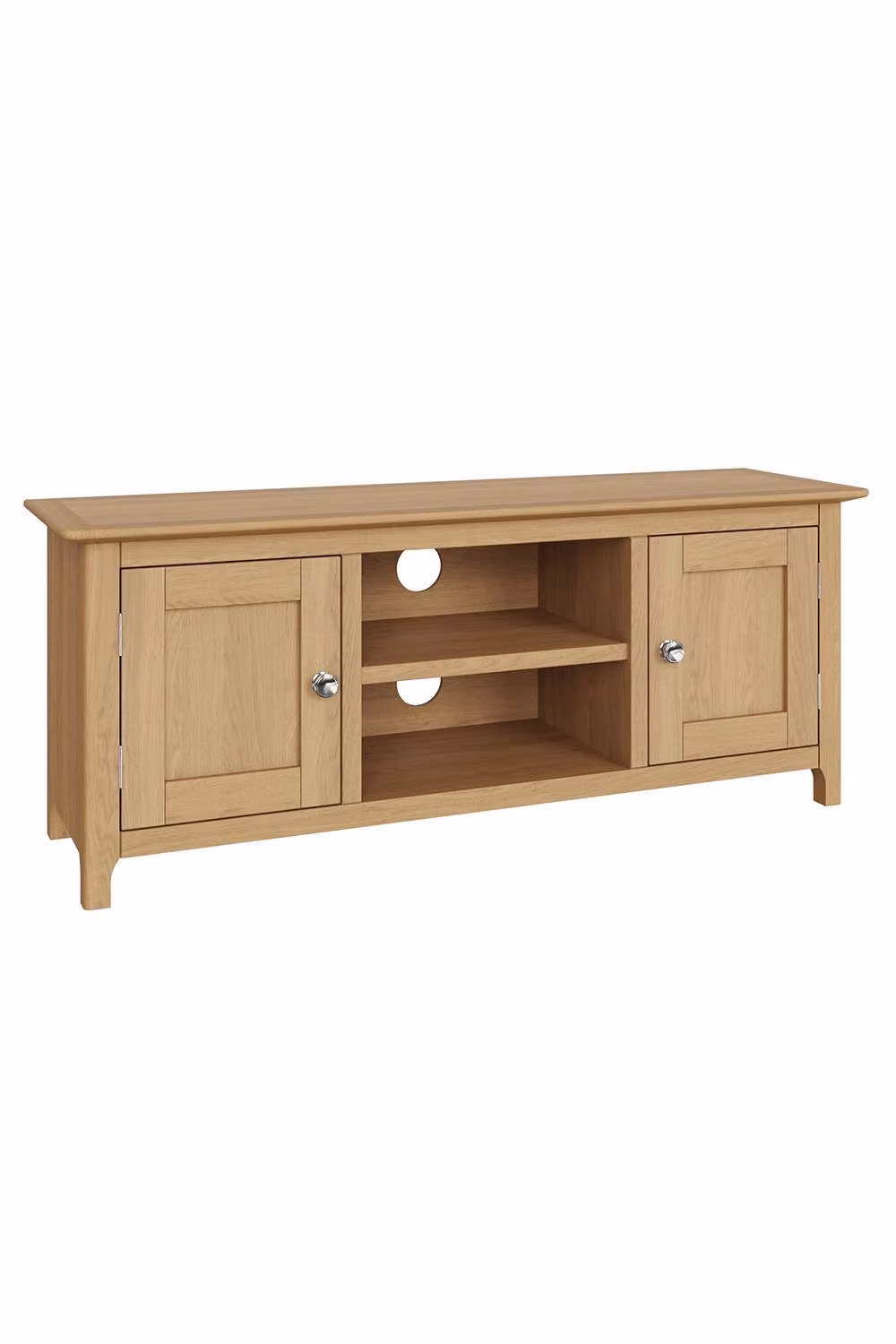 FWStyle Large 2 Door Natural Oak TV Unit in Brown – 2