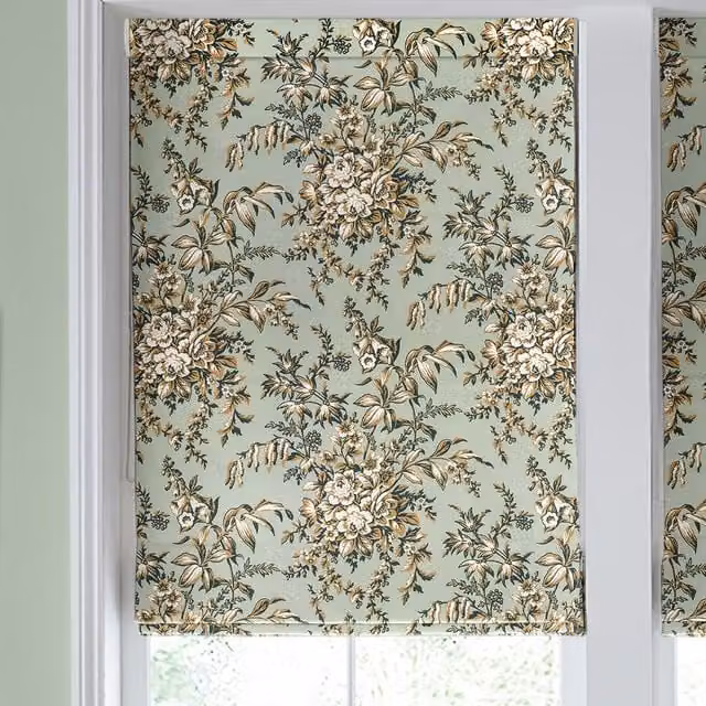 Laura Ashley Picardie Made to Measure Blackout Roman Blind in Amber and Green Floral Design