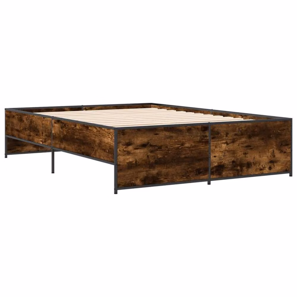 Berkfield Home Small Double Bed Frame in Smoked Oak and Brown, W/D/H: 120 x 200 cm – 3