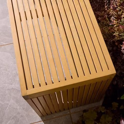 Rowlinsons Kyoto Contemporary 2 Seat Timber Bench in Brown, W120 x D40 x H50 cm – 3