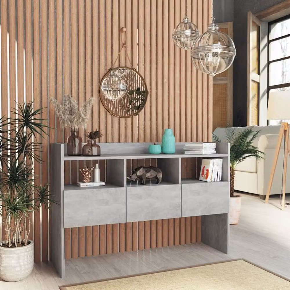 Berkfield Home Modern Sideboard in Concrete Grey, W/D/H: 105 x 30 x 70 cm – 2