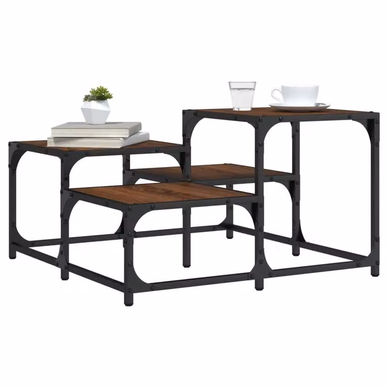 Berkfield Home Durable Brown Oak Coffee Table, W/D/H: 68 x 68 x 40 cm