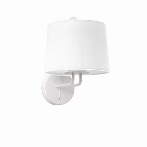 Netlighting Montreal White Fabric Wall Light with E27 Cylinder Shade – 1