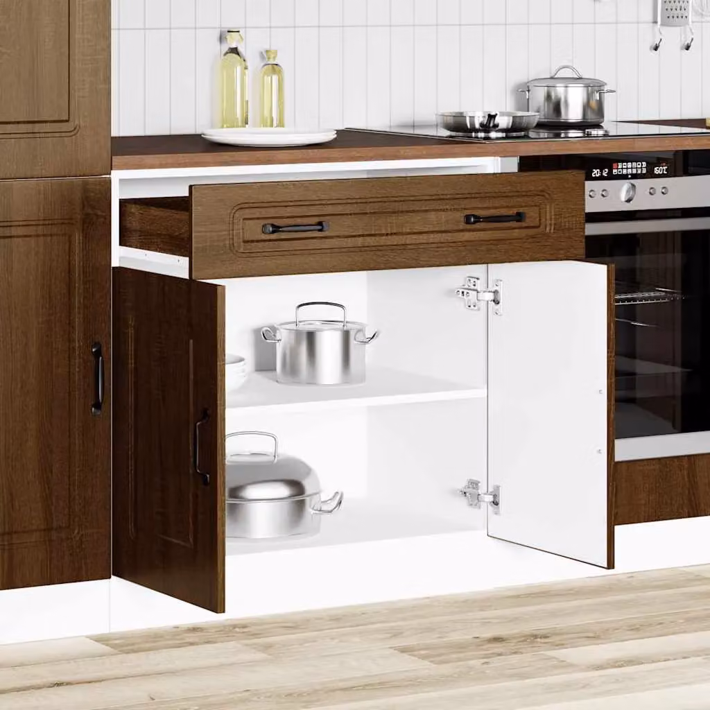 Berkfield Home Kalmar Kitchen Base Cabinet in Brown Oak Engineered Wood – 2