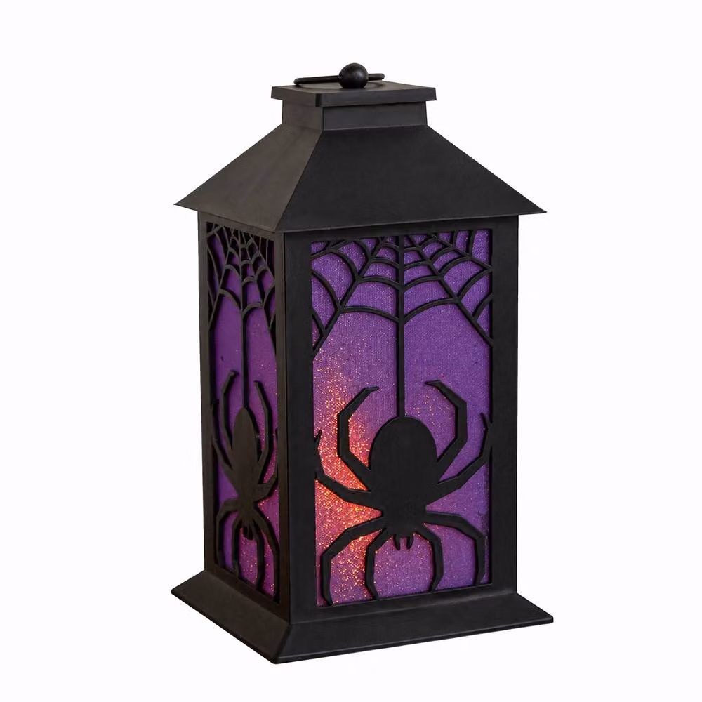 Samuel Alexander Black Battery Powered Light Up Spider Halloween Lantern with LEDs, 32 cm – 5