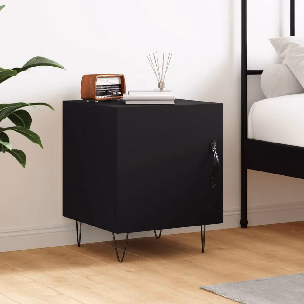 Berkfield Home Modern Bedside Cabinet in Black, W/D/H: 40 x 40 x 50 cm – 2