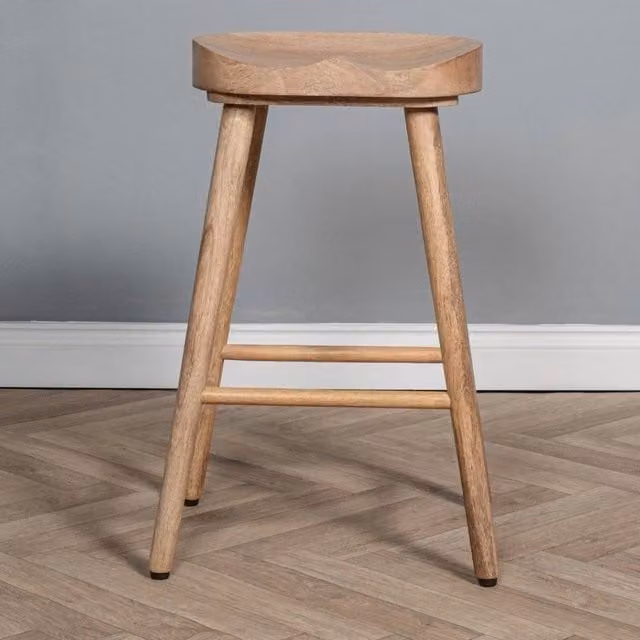 FORGEVIO Modern Mango Wood Kitchen Bar Stool in Brown