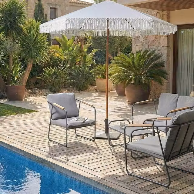 Wyld and Coco Garden Market Parasol in White, Diameter: 258 cm, Polyester and Steel – 1