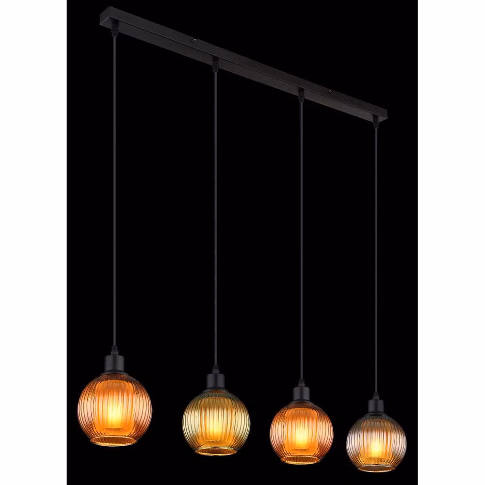 Globo Lighting Modern Glass Sphere Pendant Light in Black with Adjustable Height – 6