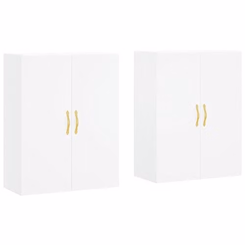 vidaXL Set of 2 White Wall Mounted Bathroom Cabinets with Hinged Doors and Internal Shelves