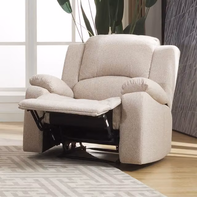 Artemis Home Marldon Manual Reclining Armchair in Beige Fabric with Solid Wood Frame