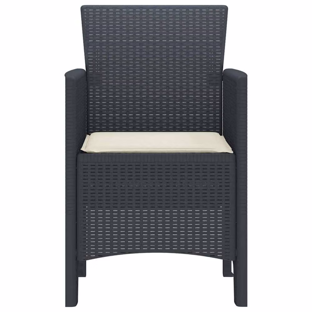 Berkfield Home Set of 2 Modern Anthracite and White Plastic Rattan Garden Chairs – 4