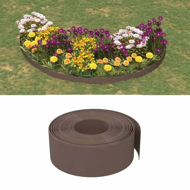 Berkfield Home Garden Edgings, 4 Pieces, Brown, 10 m, Height: 20 cm, Polyethylene
