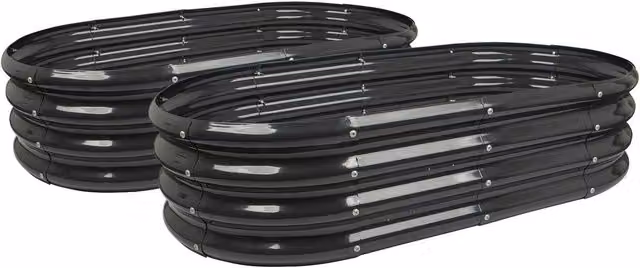 Harbour Housewares Black Galvanised Steel Raised Garden Bed, W: 120 cm, D: 60 cm, H: 60 cm