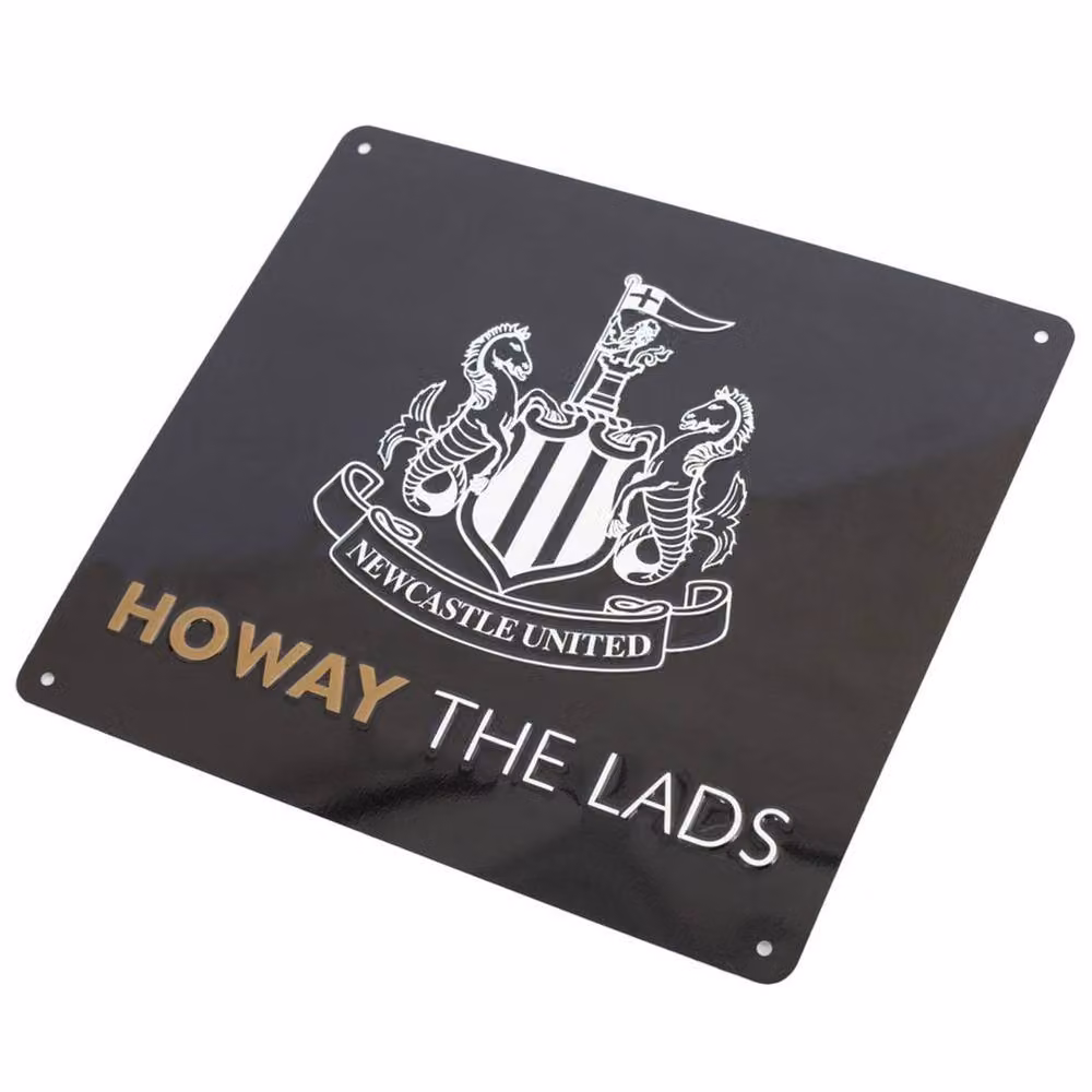 Newcastle United FC Howay The Lads Tunnel Sign, Black Metal Rectangular Hanging Sign, W: 25.0 cm, H: 23.0 cm, D: 1.0 cm – 2