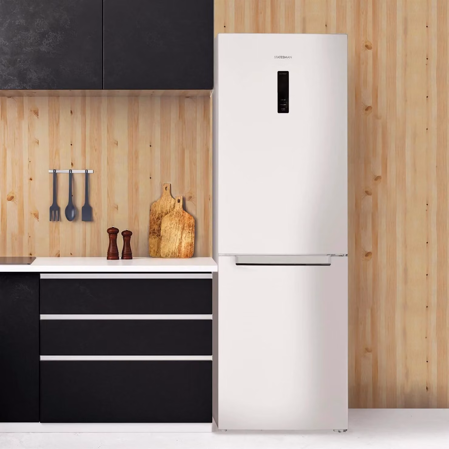 Statesman Freestanding Fridge Freezer in White with 199L Fridge and 97L Freezer Capacity – 2