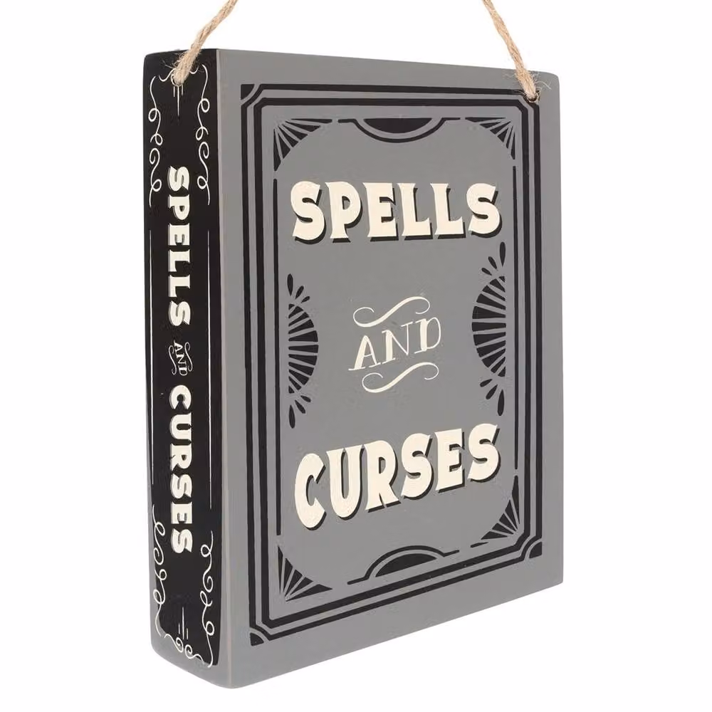 Something Different Spells & Curses Hanging Wood Wall Plaque in Grey – 2