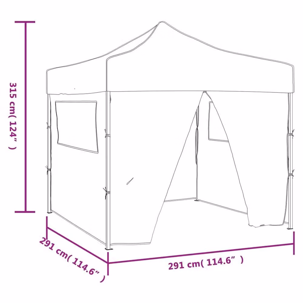 Berkfield Home Durable Foldable Tent with 4 Walls, Green, W/D/H: 300 x 300 x 291 cm – 3