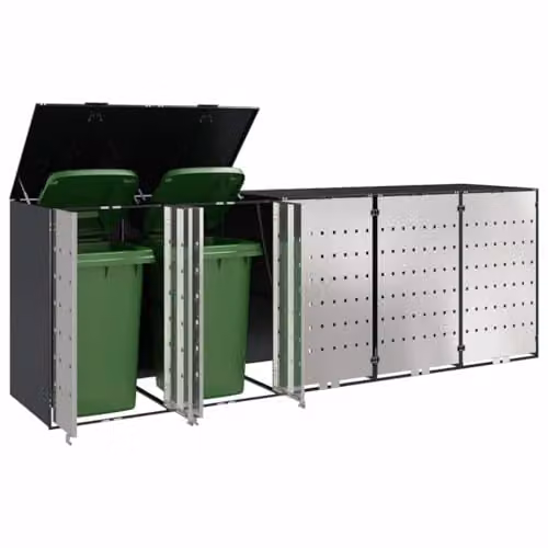 vidaXL Wheelie Bin Storage for 5 Bins in Anthracite Steel – 1