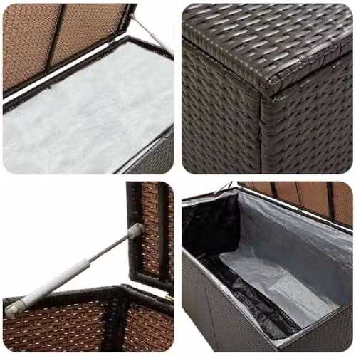 vidaXL Brown Poly Rattan Garden Storage Box W/D/H: 100 x 50 x 50 cm – 4