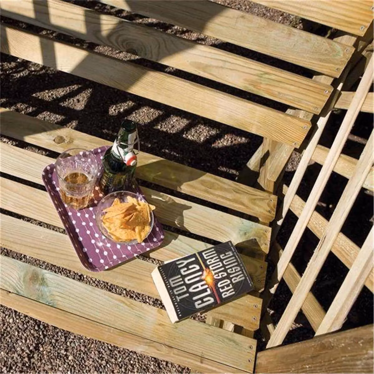 Cheshire Pressure Treated Garden Arbour with Open Slatted Roof in Light Oak – 3