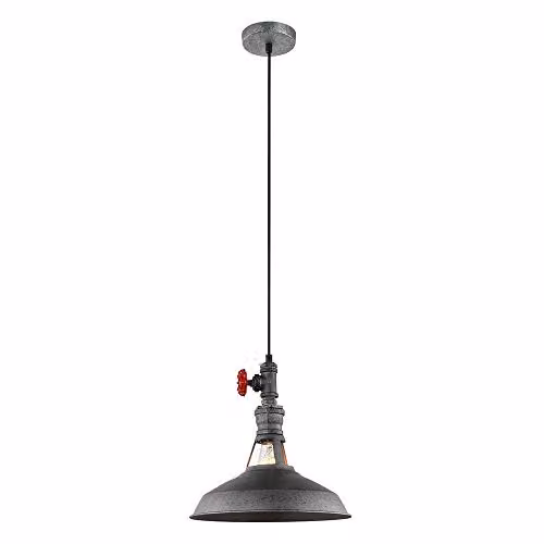 Netlighting Italux Garibaldo Industrial and Retro Hanging Pendant Light in Grey and Black with E27 Shade