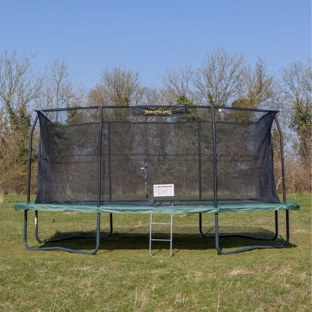 JumpKing Rectangular Trampoline V2 in Green and Grey, 17ft