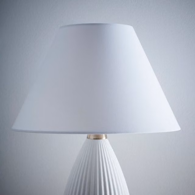K LIVING White and Grey Textured Linen Fabric Coolie Cone Lampshade for Table, Floor or Ceiling Lamps, Diameter: 30.48 cm