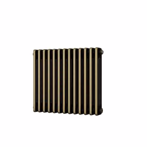 UK Radiators Alpha 3 Column Horizontal Traditional Cast-Iron Style Radiator in Gold, H 50.0 cm x W 59.9 cm