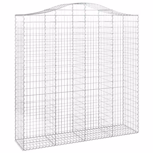 vidaXL Arched Gabion Basket in Silver Galvanised Steel, W/D/H: 200 x 50 x 220 cm