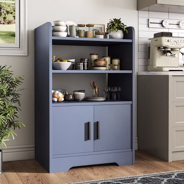 Livingandhome Modern Grey Matt MDF Kitchen Base Unit with Double Hinged Doors and Internal Shelves