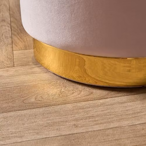 OHS Matt Velvet Dressing Chair Ottoman with Gold Metal Base in Pink – 2