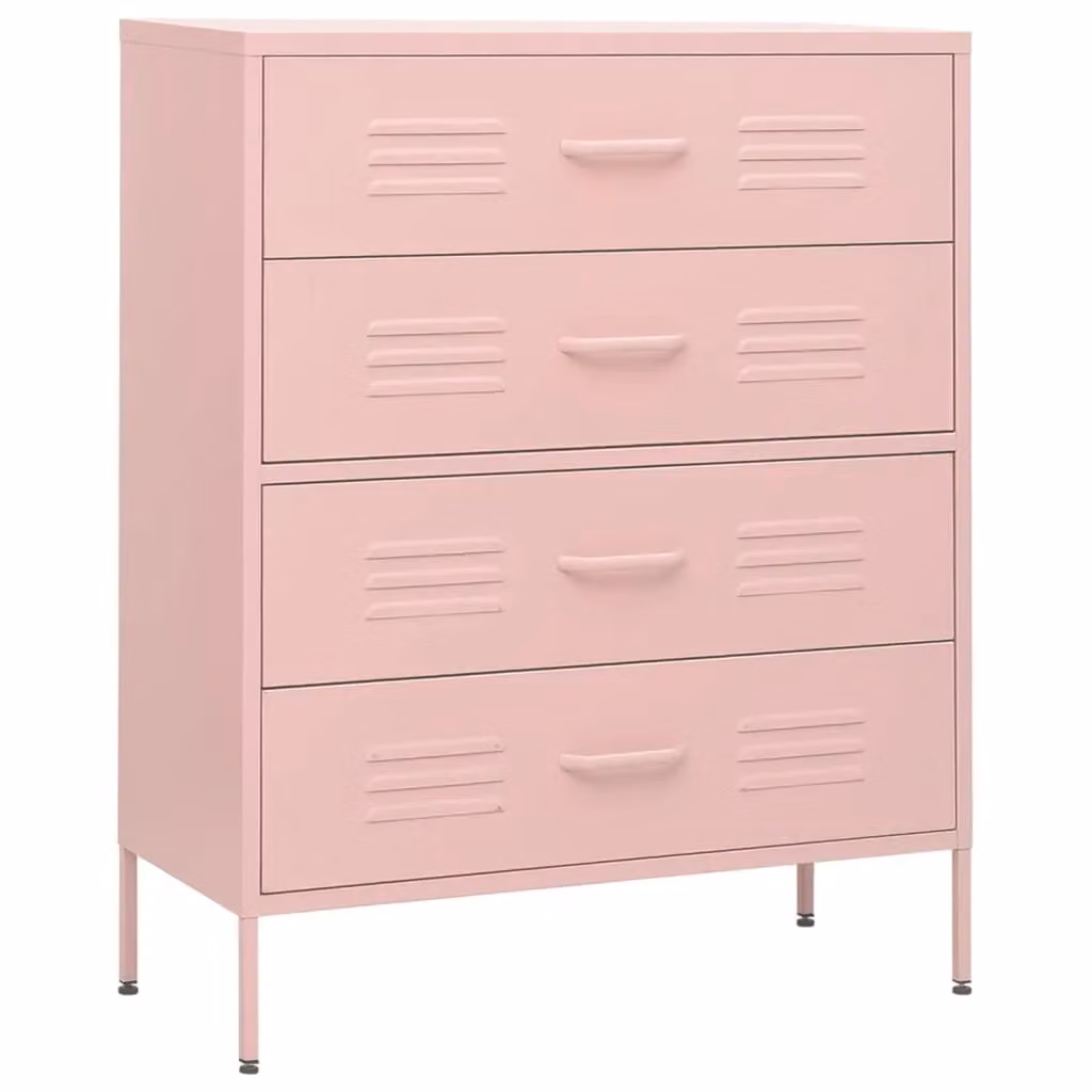 Berkfield Home Pink Metal Chest of Drawers W: 80 cm, D: 35 cm, H: 101.5 cm – 2